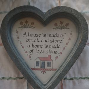 Vintage Home Interiors Heart Shaped Wall Hanging - Home Is Made Of Love Plaque